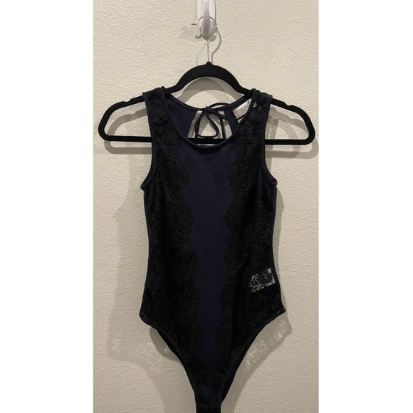 URBAN OUTFITTERS Lace Black And Navy Blue Bodysuit - Picture 1 of 7